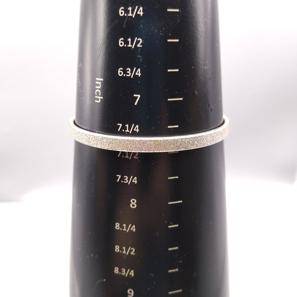 Vintage Monet Skinny Bangle, Silver Tone Textured Minimalist or Stackable - Picture 5 of 5